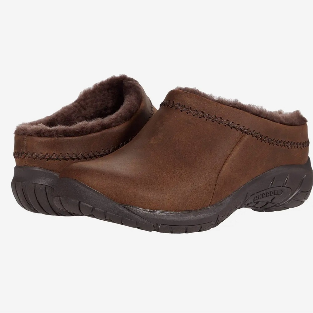 Merrell Encore Ice 4 Espresso Size 8.5 leather slip on with shearling lining